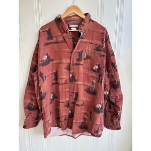 Columbia River Lodge Long Sleeve Button Down Shirt Dog Pattern Men's Size XXL  r
